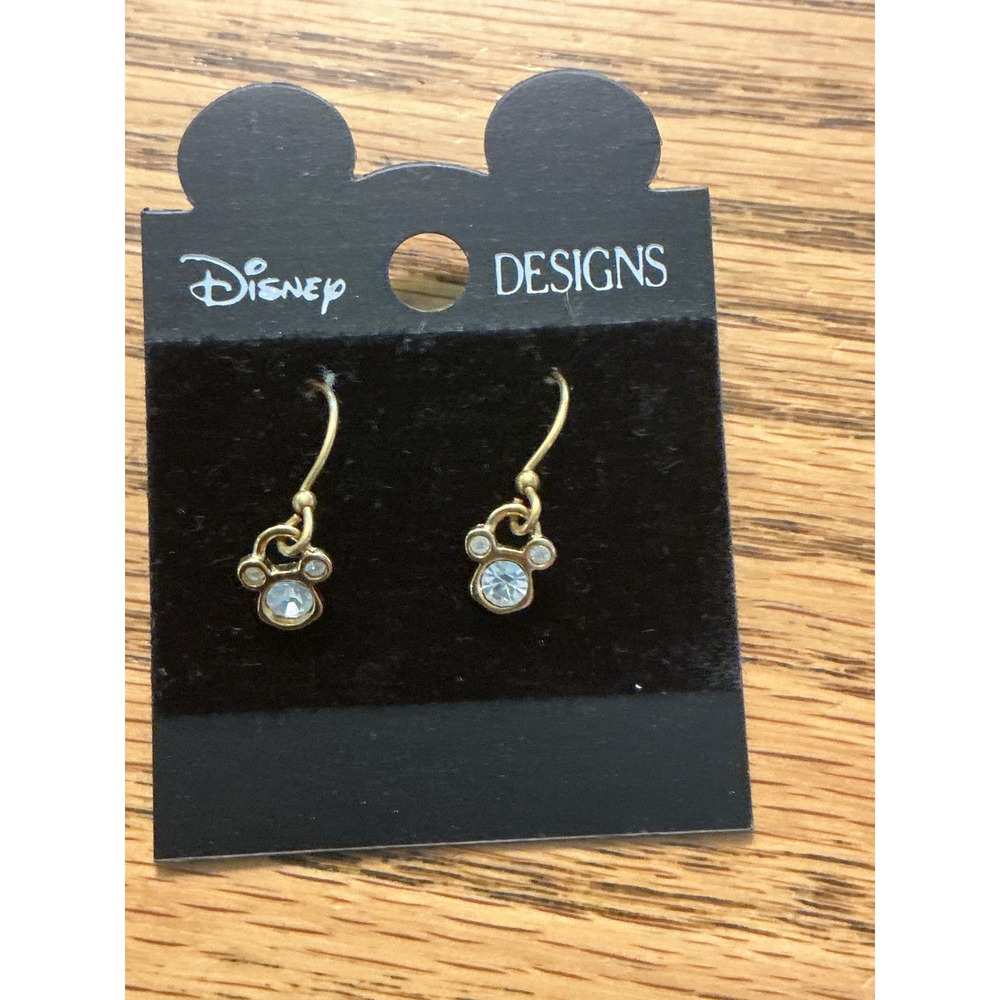 Disney Designs Mickey Mouse Gold Tone Crystal Drop Earrings ODE314WG NWT
